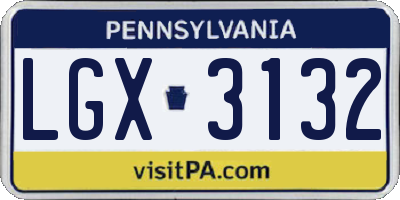 PA license plate LGX3132