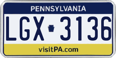 PA license plate LGX3136