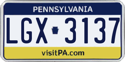 PA license plate LGX3137