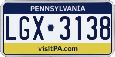 PA license plate LGX3138