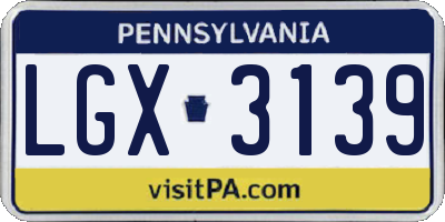 PA license plate LGX3139