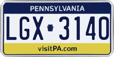 PA license plate LGX3140