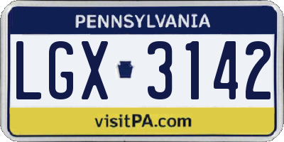 PA license plate LGX3142
