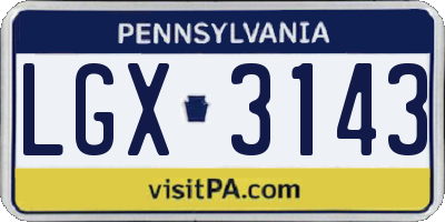 PA license plate LGX3143