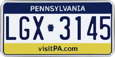 PA license plate LGX3145
