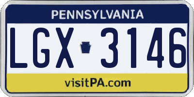 PA license plate LGX3146