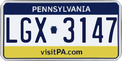 PA license plate LGX3147