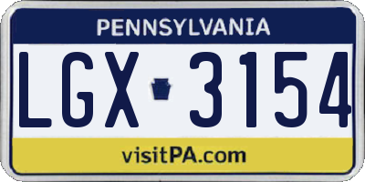 PA license plate LGX3154