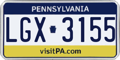 PA license plate LGX3155