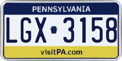PA license plate LGX3158
