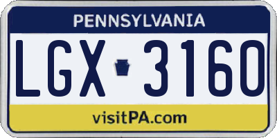 PA license plate LGX3160