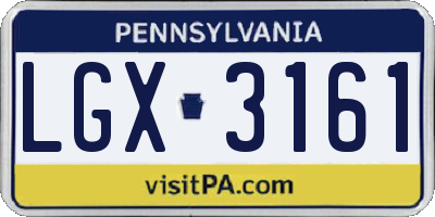 PA license plate LGX3161