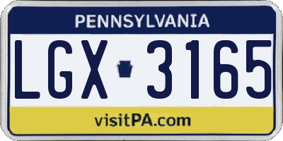 PA license plate LGX3165
