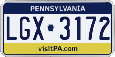 PA license plate LGX3172