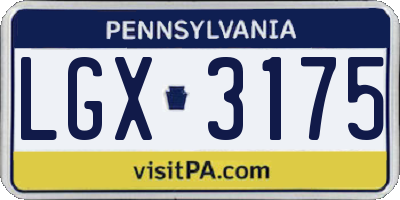 PA license plate LGX3175