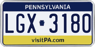 PA license plate LGX3180