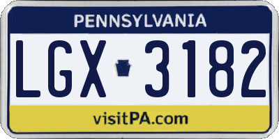 PA license plate LGX3182