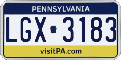 PA license plate LGX3183