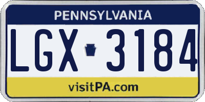 PA license plate LGX3184