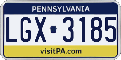PA license plate LGX3185