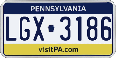 PA license plate LGX3186