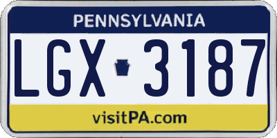 PA license plate LGX3187