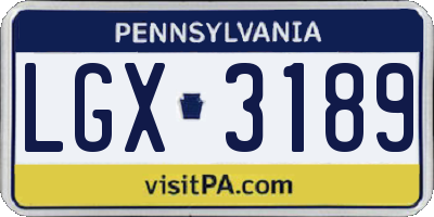 PA license plate LGX3189