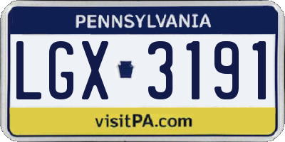 PA license plate LGX3191