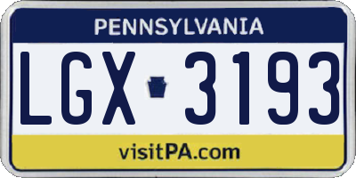 PA license plate LGX3193