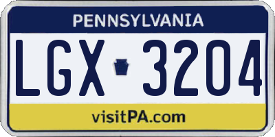 PA license plate LGX3204