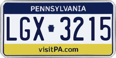 PA license plate LGX3215