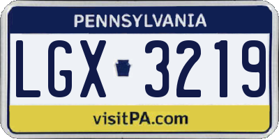 PA license plate LGX3219