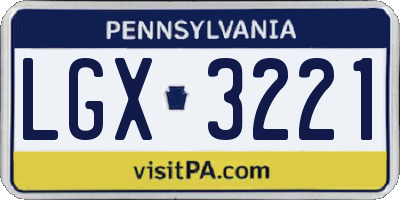 PA license plate LGX3221