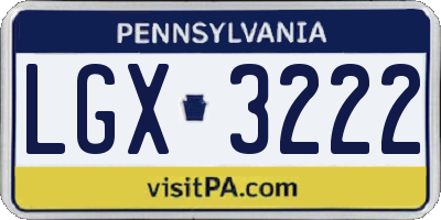 PA license plate LGX3222