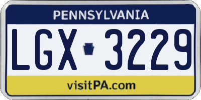 PA license plate LGX3229