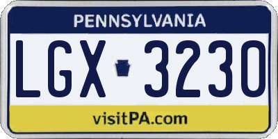 PA license plate LGX3230
