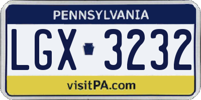 PA license plate LGX3232