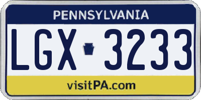PA license plate LGX3233