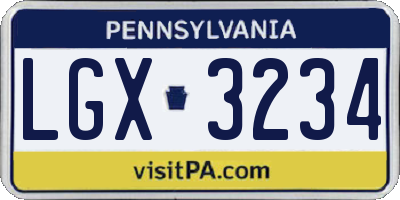 PA license plate LGX3234