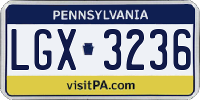 PA license plate LGX3236