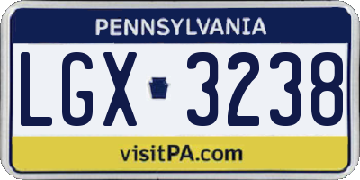 PA license plate LGX3238