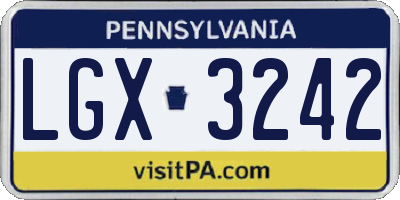 PA license plate LGX3242