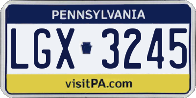 PA license plate LGX3245
