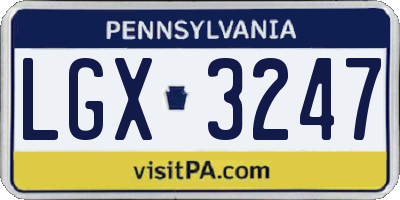 PA license plate LGX3247