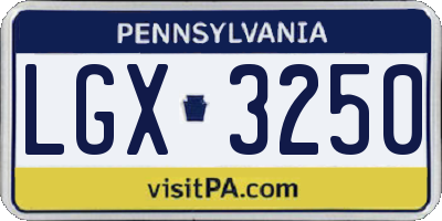 PA license plate LGX3250