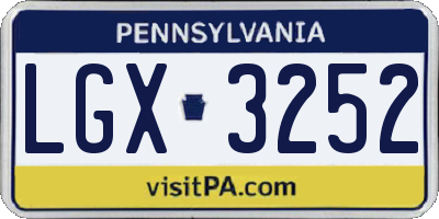 PA license plate LGX3252
