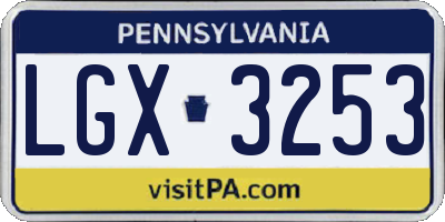 PA license plate LGX3253