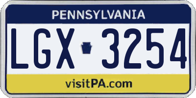 PA license plate LGX3254