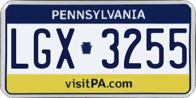 PA license plate LGX3255