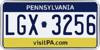 PA license plate LGX3256